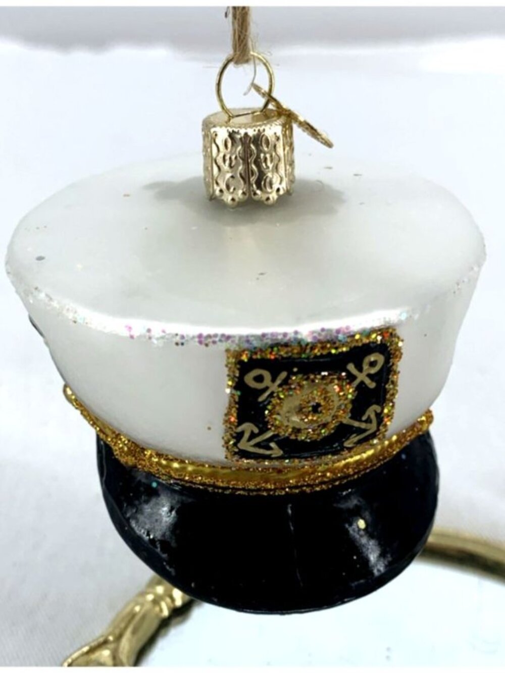 Old World Christmas Ornament Captains Hat Glass Nautical 2.5" Boating Vtg